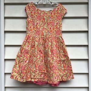GAP Dress Girls Sz Small (6-7) Pink Orange Floral Fit Flare Cap Sleeve Tulle